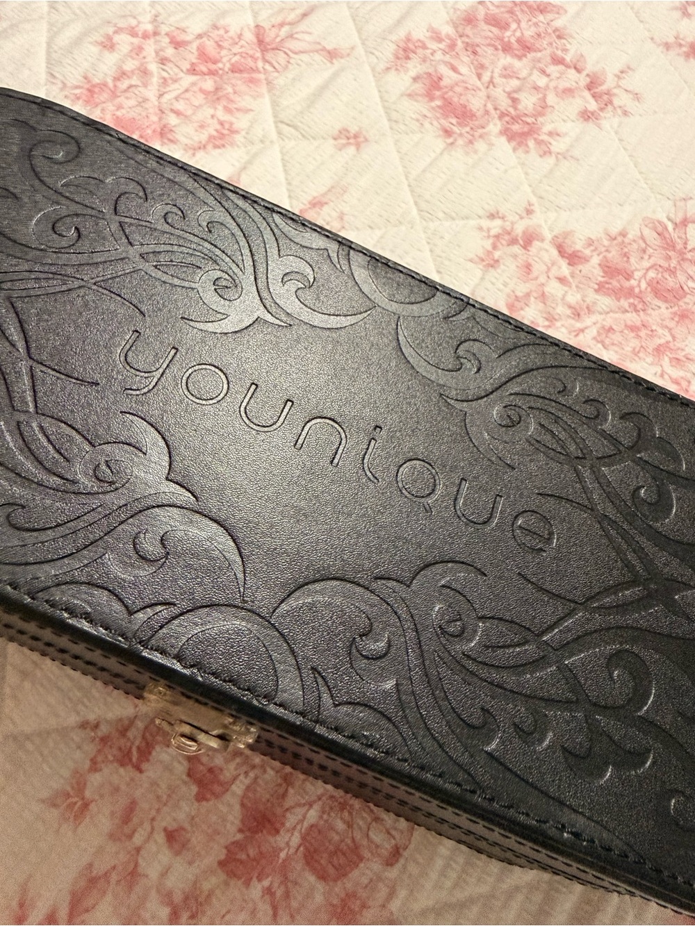 black faux leather Younique Presenter's makeup case